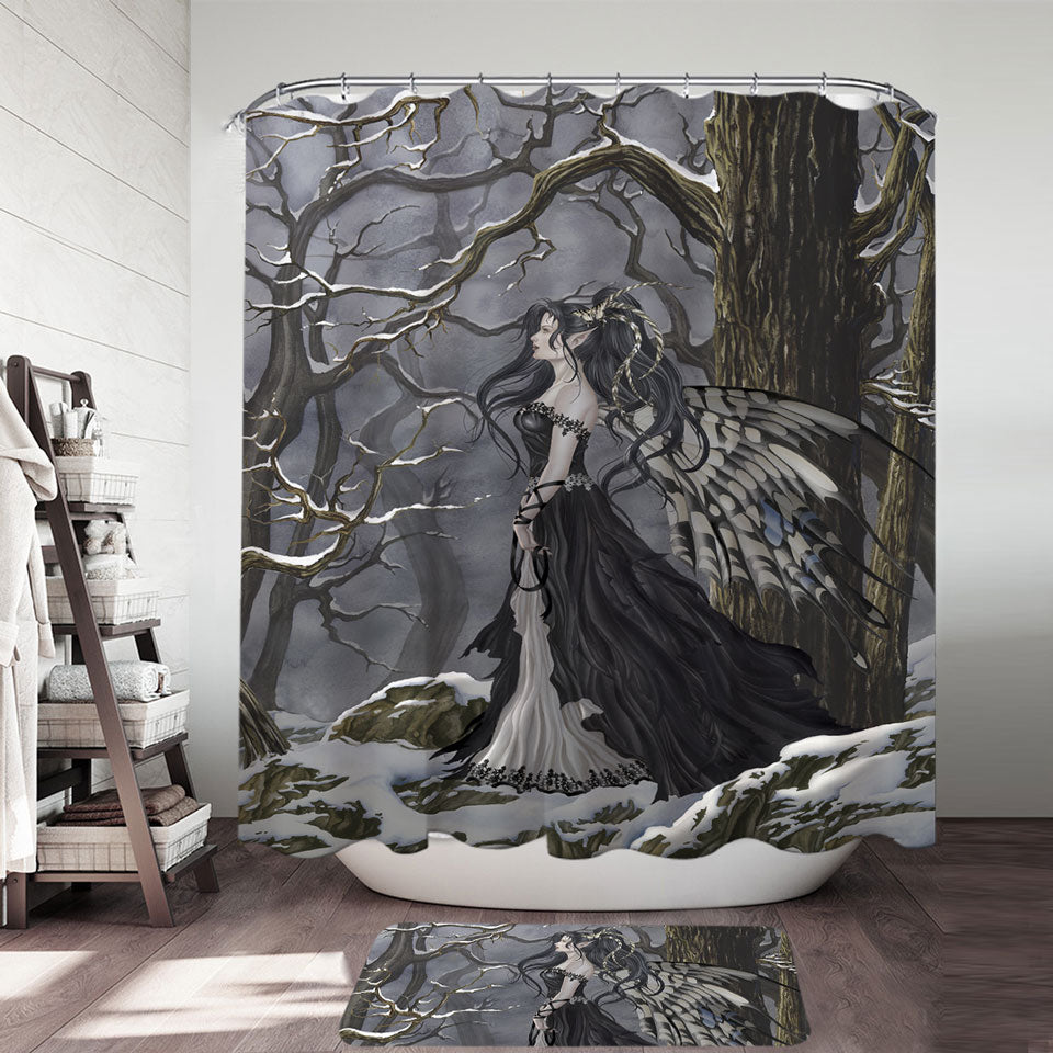Gothic Shower Curtain Hope Fantasy Artwork of the Winter Forest Fairy