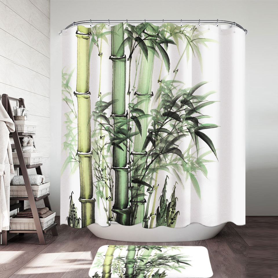 Green Bamboo Shower Curtain