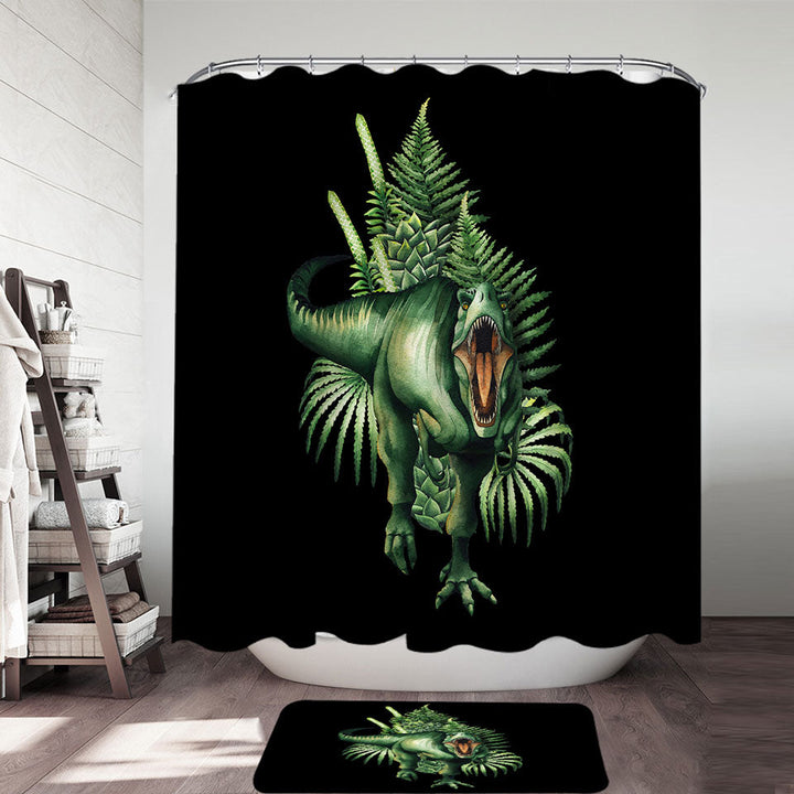 Green Scary Dinosaur Shower Curtain