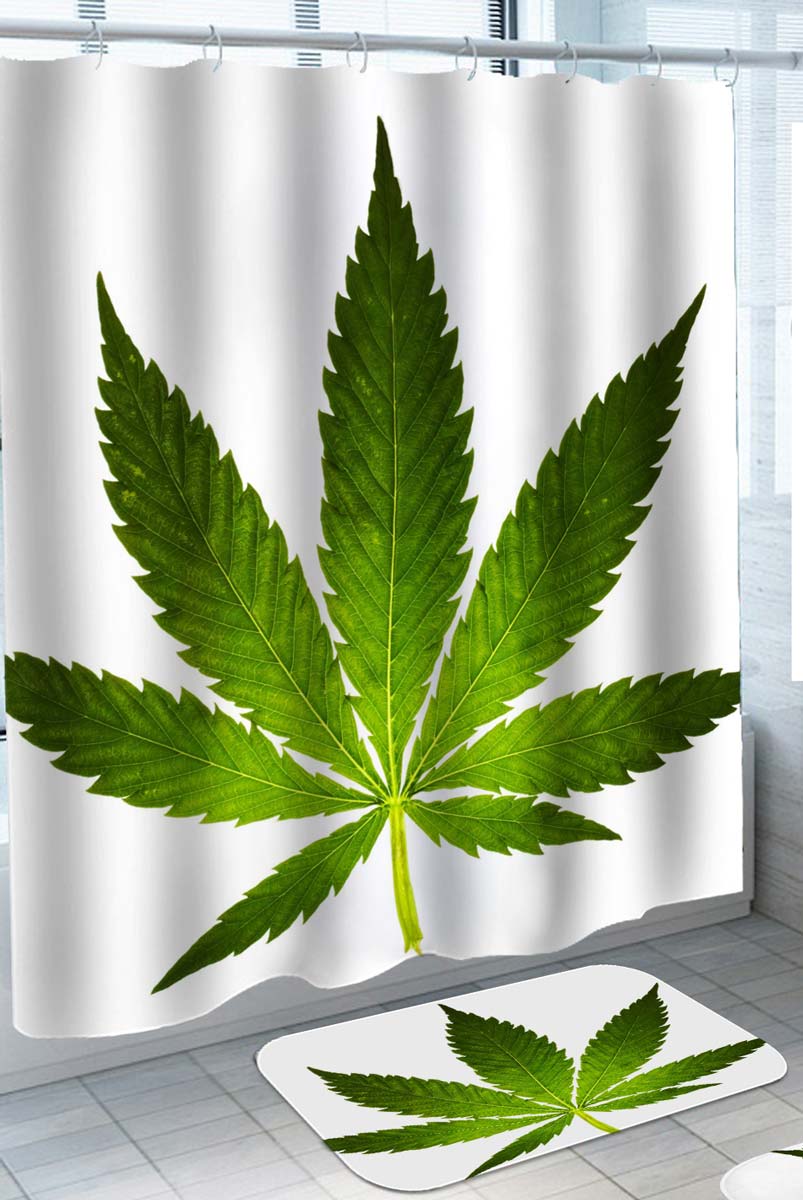 Green Weed Leaf Shower Curtain