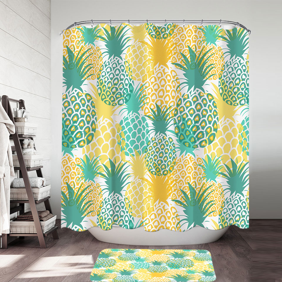 Green and Yellow Pineapples Shower Curtain