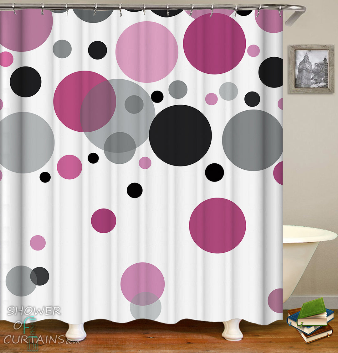 Grey Black And Purple Shower Curtain