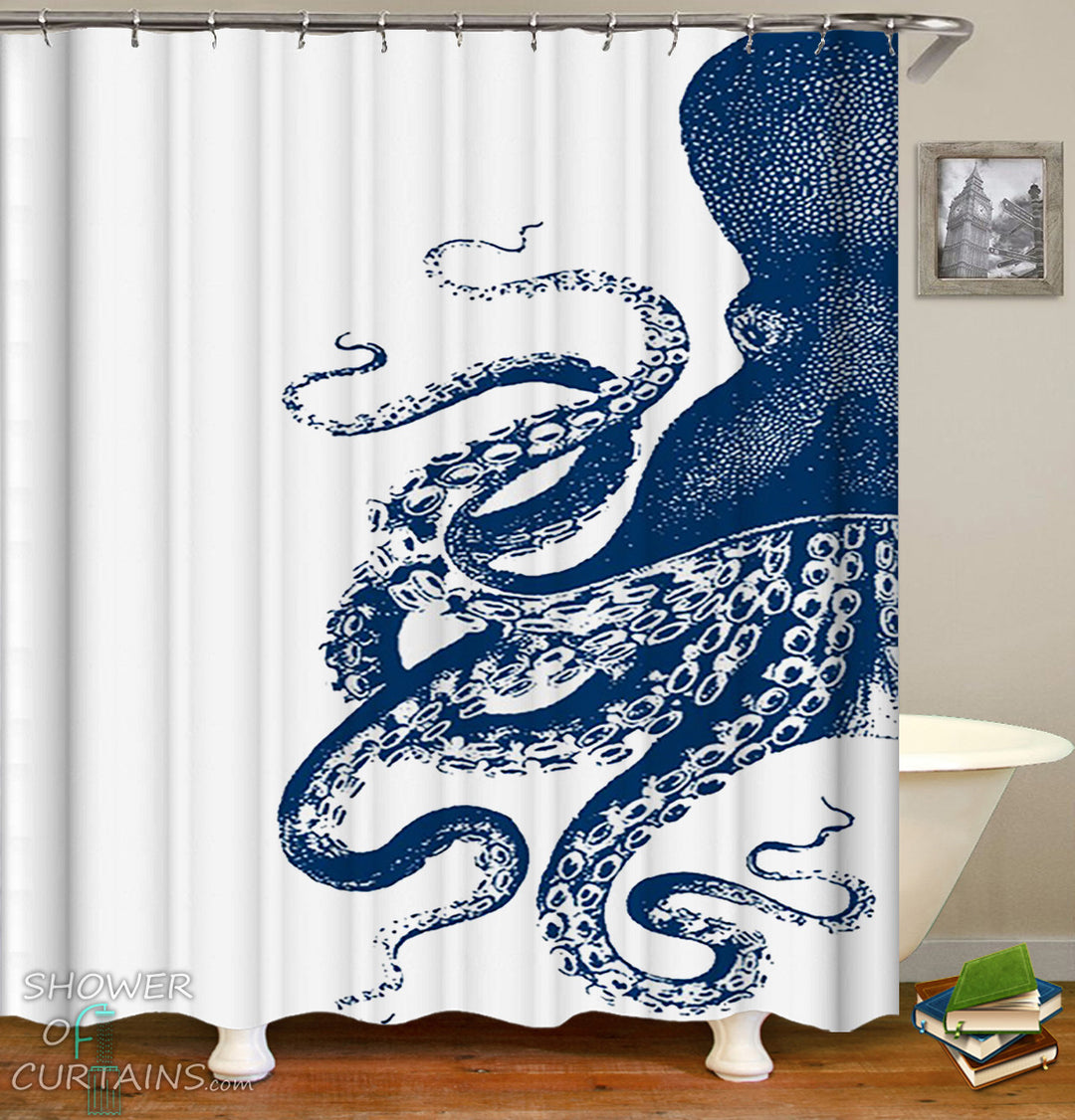 Half Octopus Shower Curtain