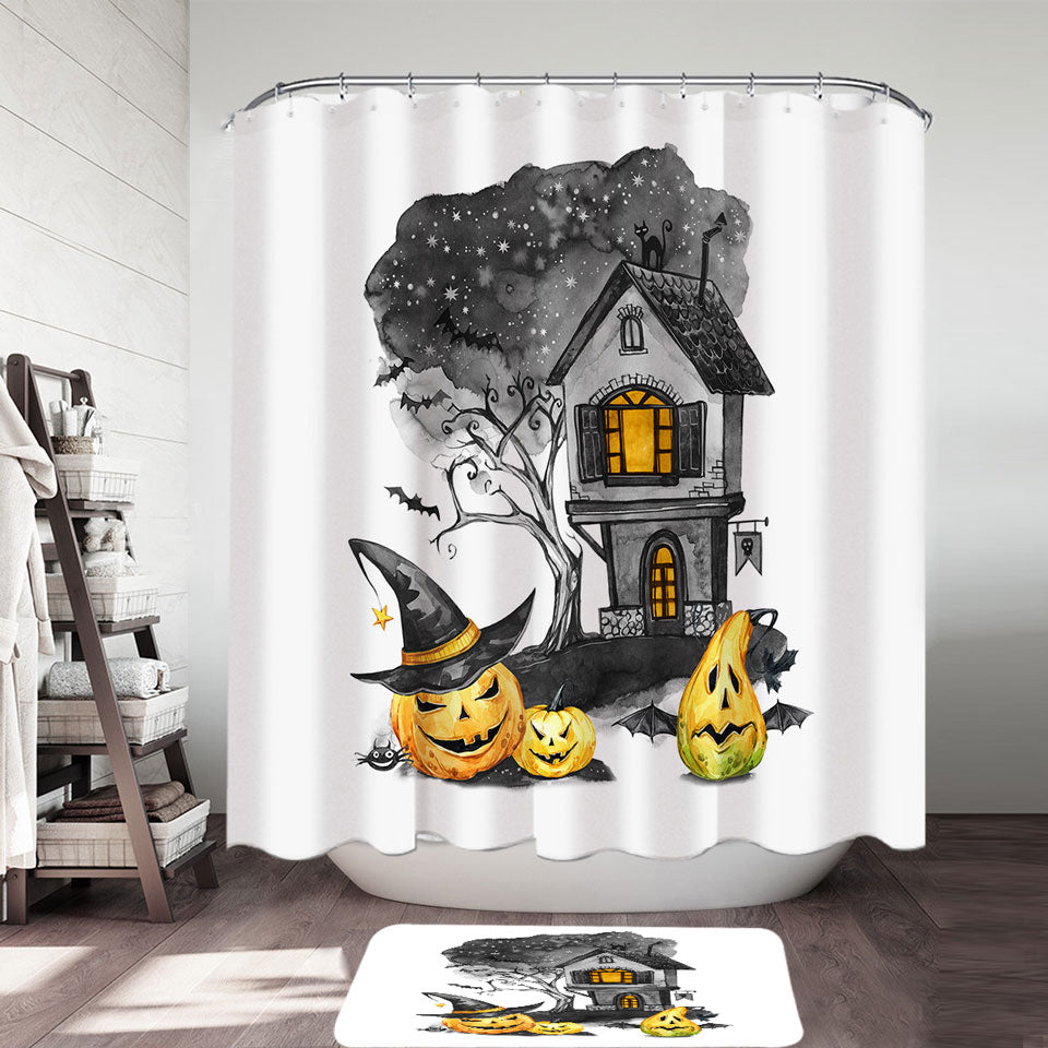 Halloween Shower Curtain Haunted House