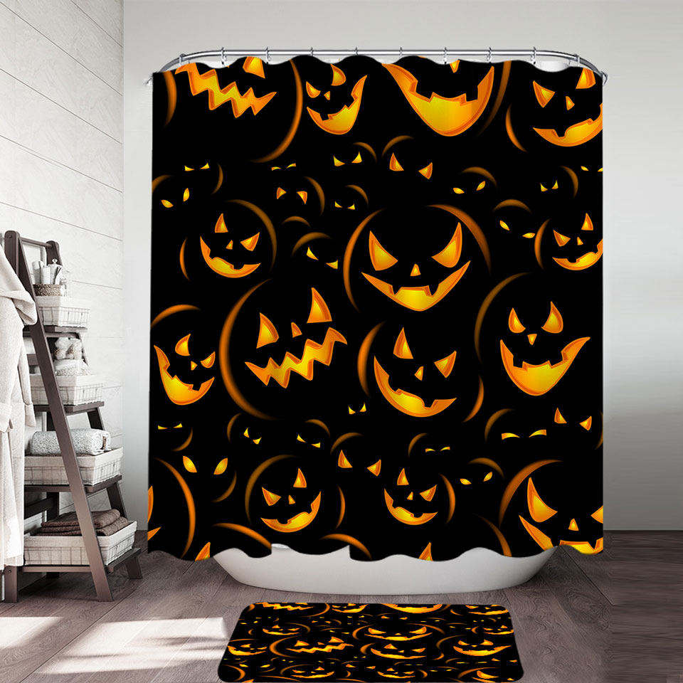 Halloween Shower Curtains Scary Pumpkins