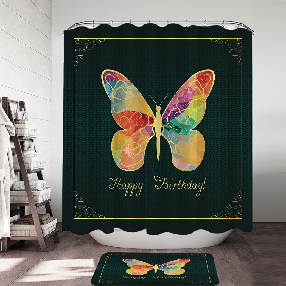 Happy Birthday_ Butterfly Shower Curtain