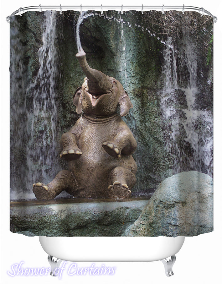 Happy Elephant Shower Curtain - Funny Shower Curtains