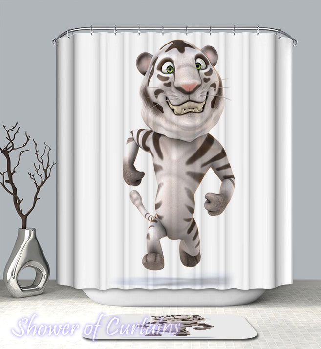 Shower Curtain of White Tiger Figure