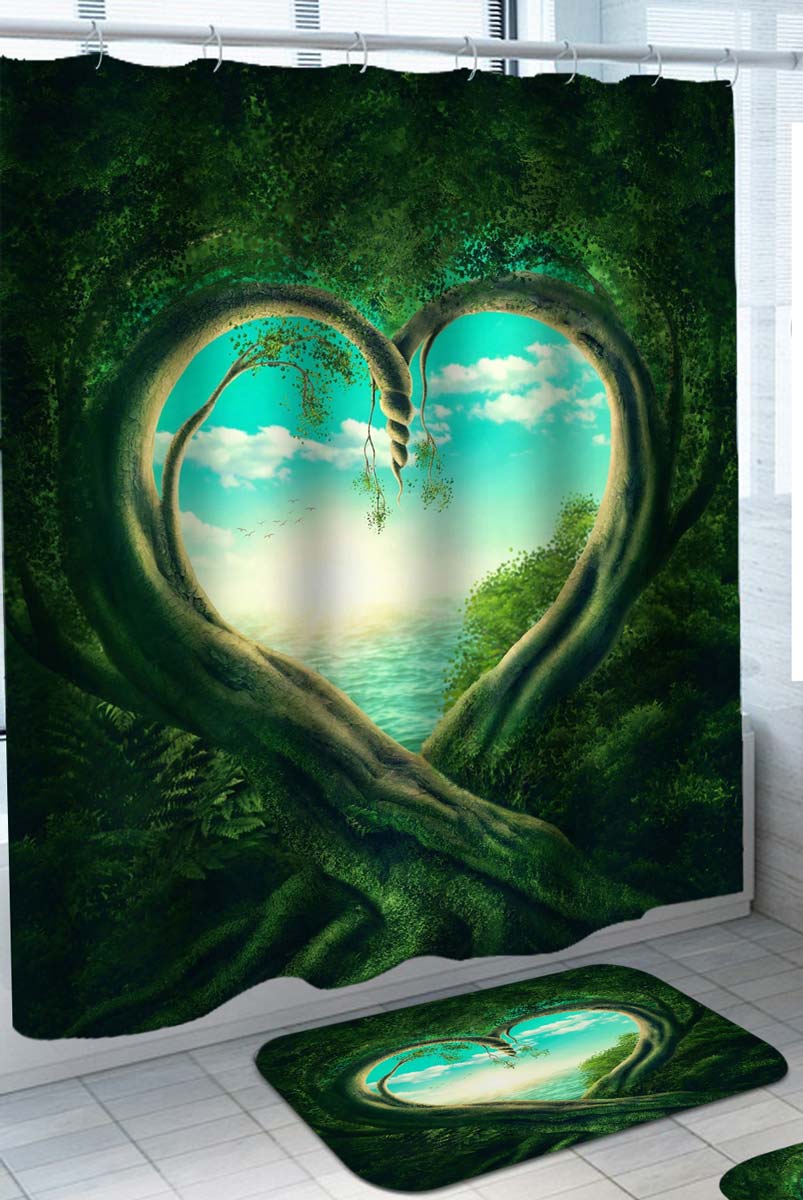 Heart Window of Green Nature Shower Curtain