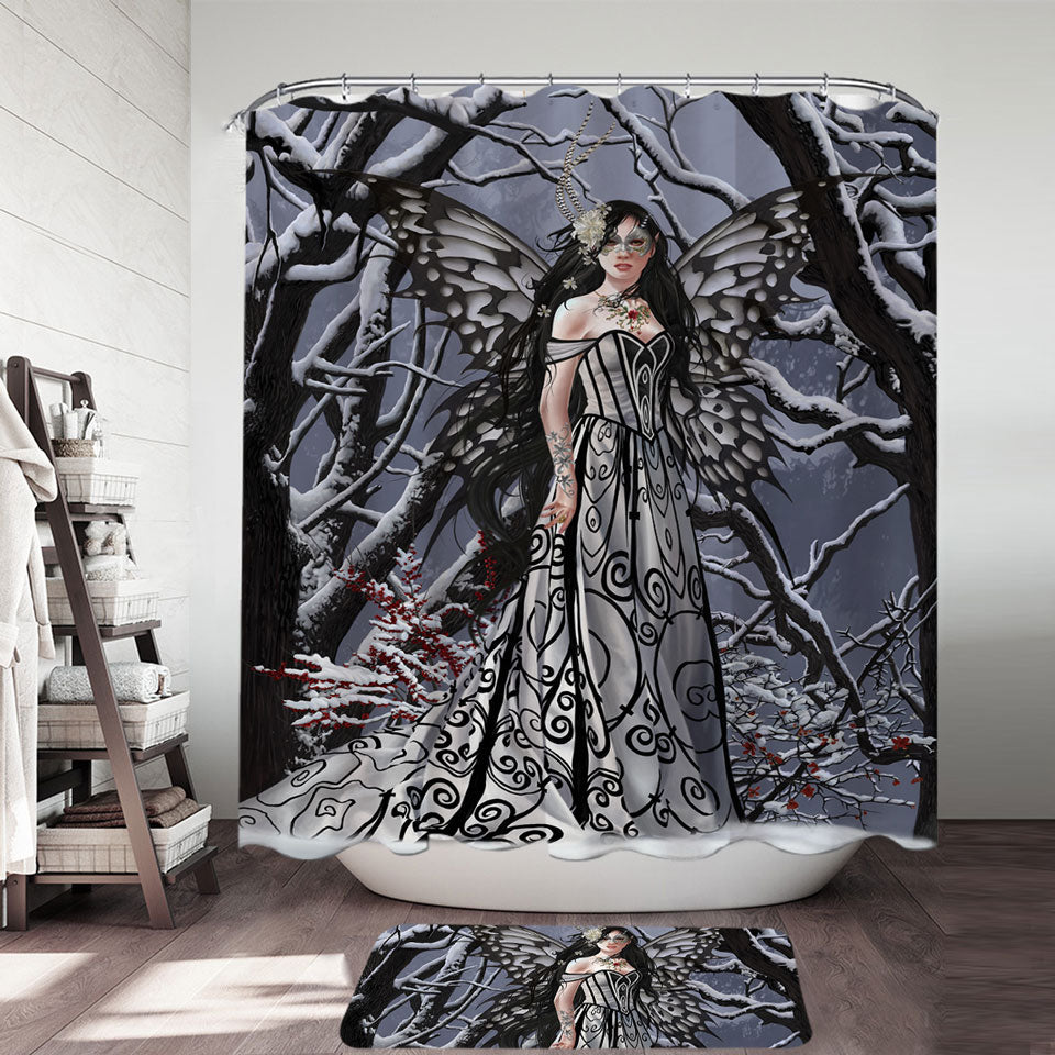 Heart of Ice Winter Forest Fairy Shower Curtain