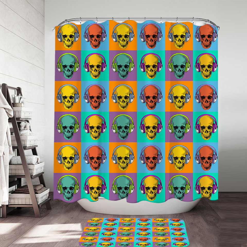 Hipster Skulls Shower Curtain