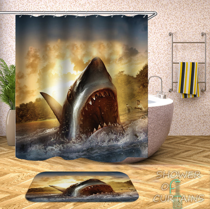 Horrifying Shark Shower Curtain