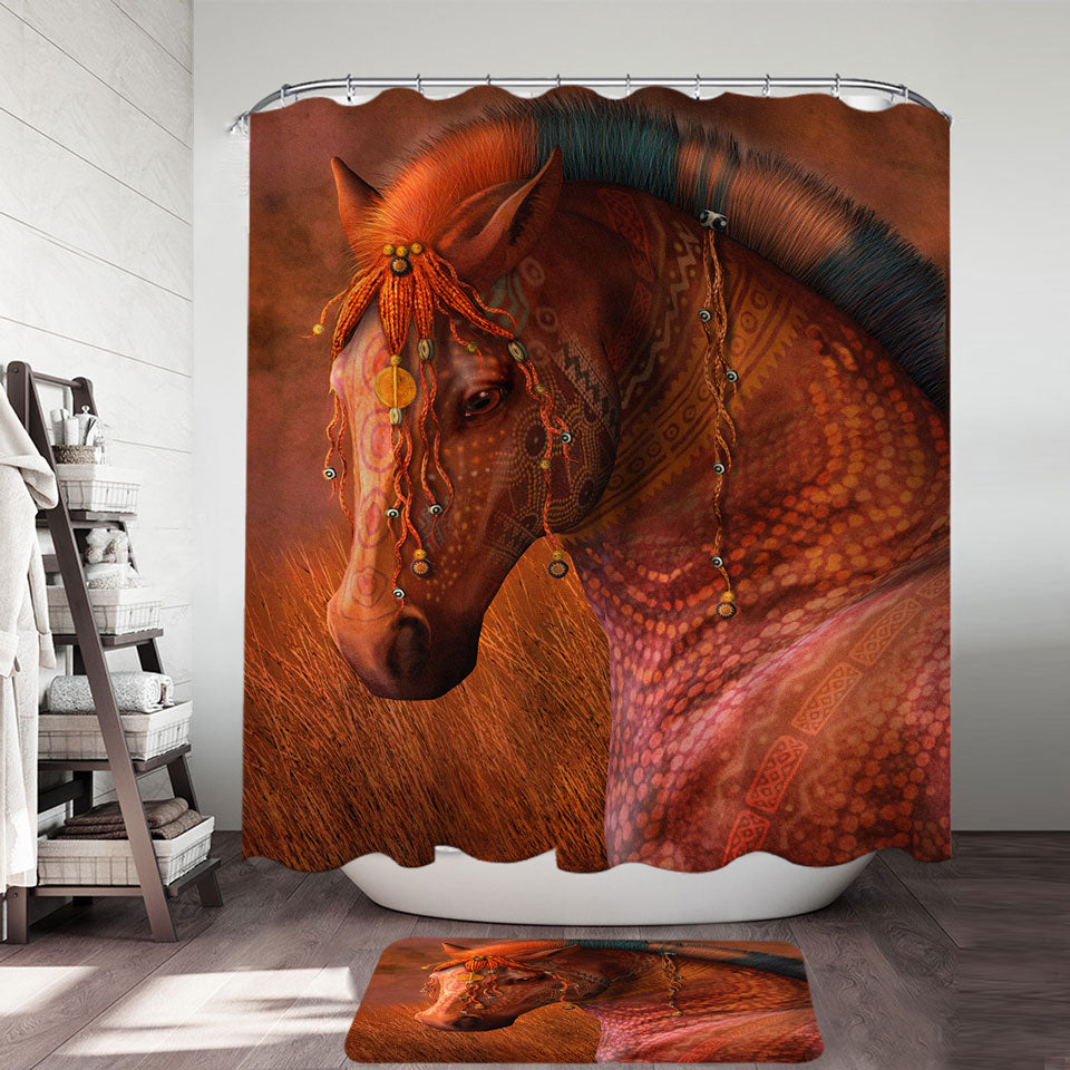 Horse Art African Masai War Pony Shower Curtain