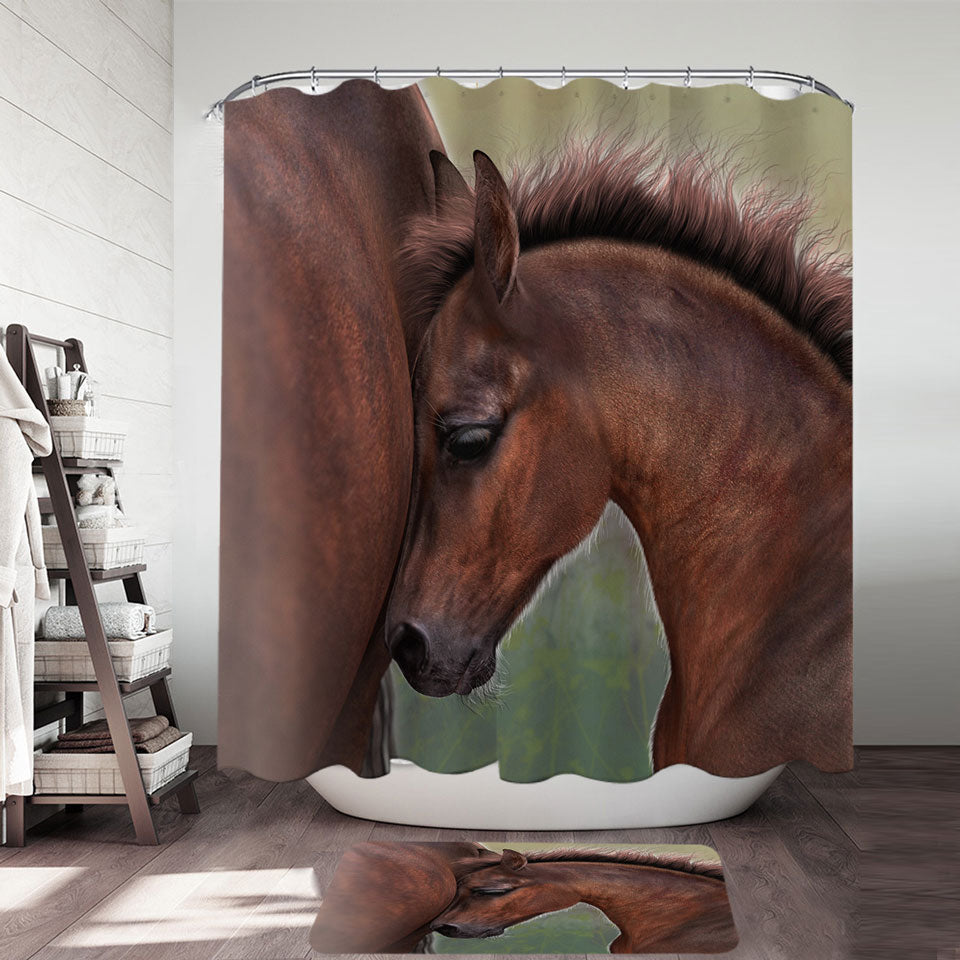 Horse Art Cute Momma with Foal Shower Curtain