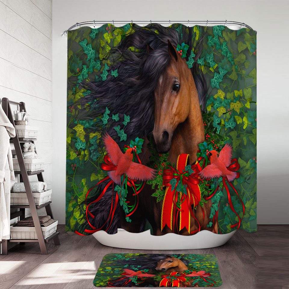 Horse Art Morgans Christmas Shower Curtains