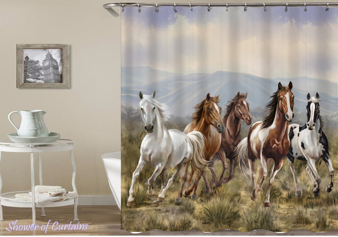 Horse Shower Curtain - Wild Horses