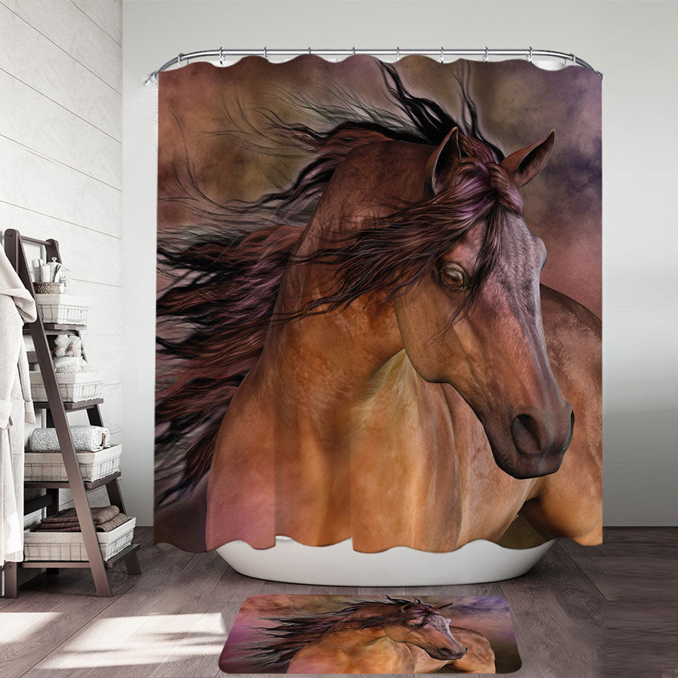 Horses Art Beautiful Brown Horse Shower Curtain