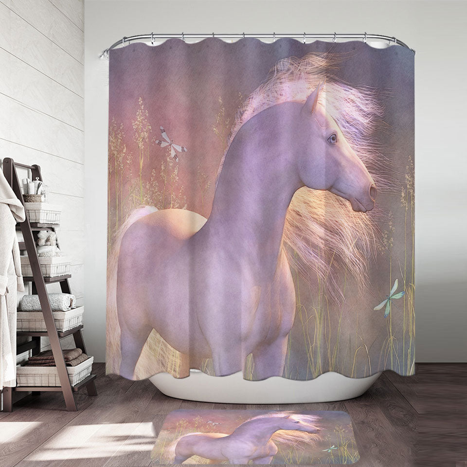 Horses Bathroom Shower Curtains Art Wild Horse Summer Breeze
