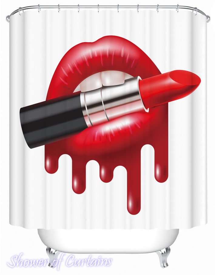 Hot Red Lipstick - Themed shower curtains