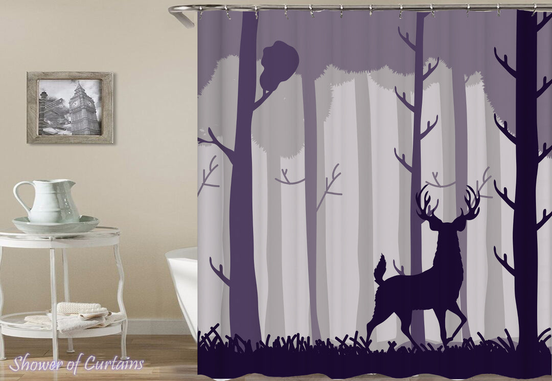 Hunters Shower Curtains - Deer Silhouette Shower Curtain