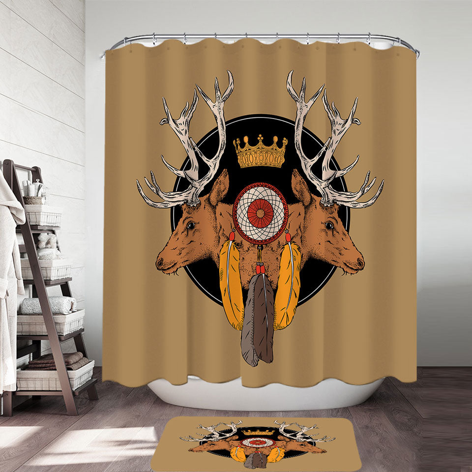 Hunters Shower Curtains Dream Catcher and Deer