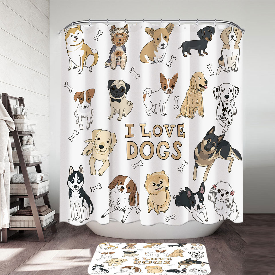 I Love Dogs Shower Curtain