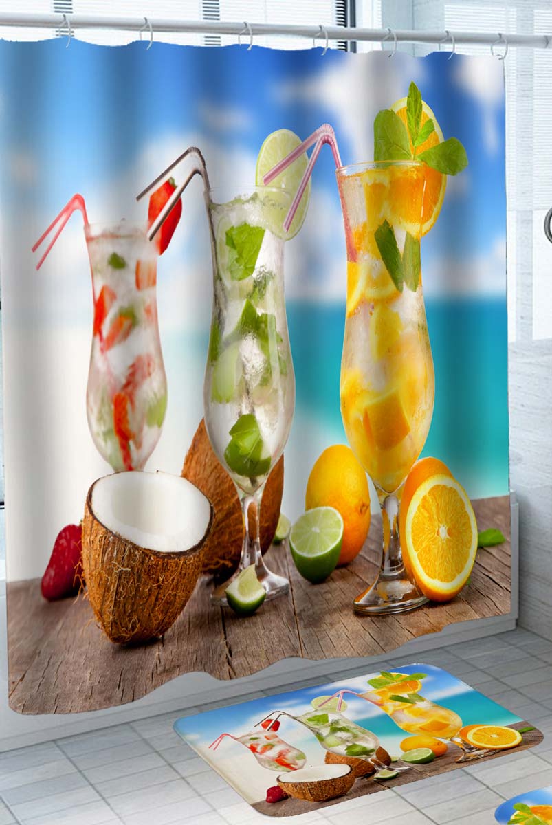 Ice Cold Summer Fresh Cocktails Shower Curtain
