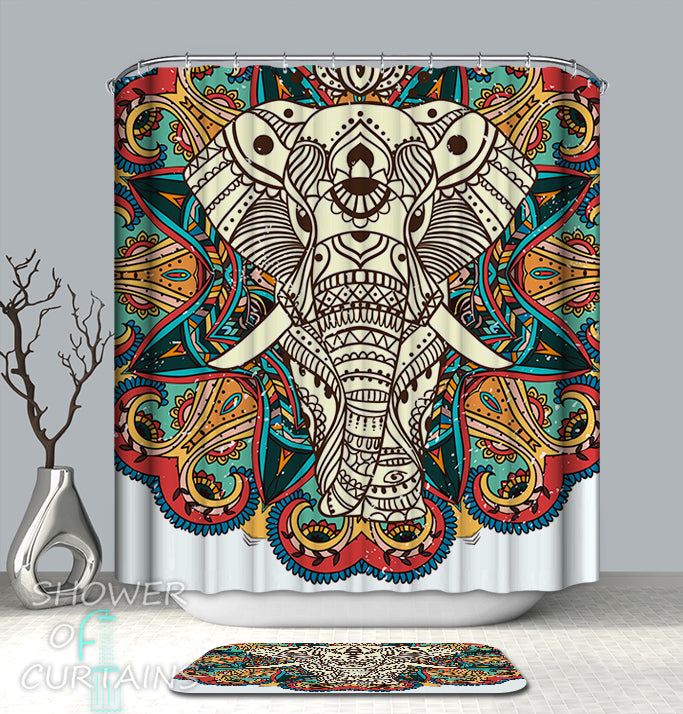 Indian-Persian Elephant Shower Curtains