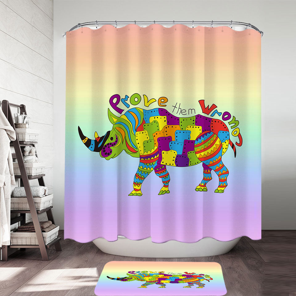 Inspirational Multi Colored Rhino Shower Curtain
