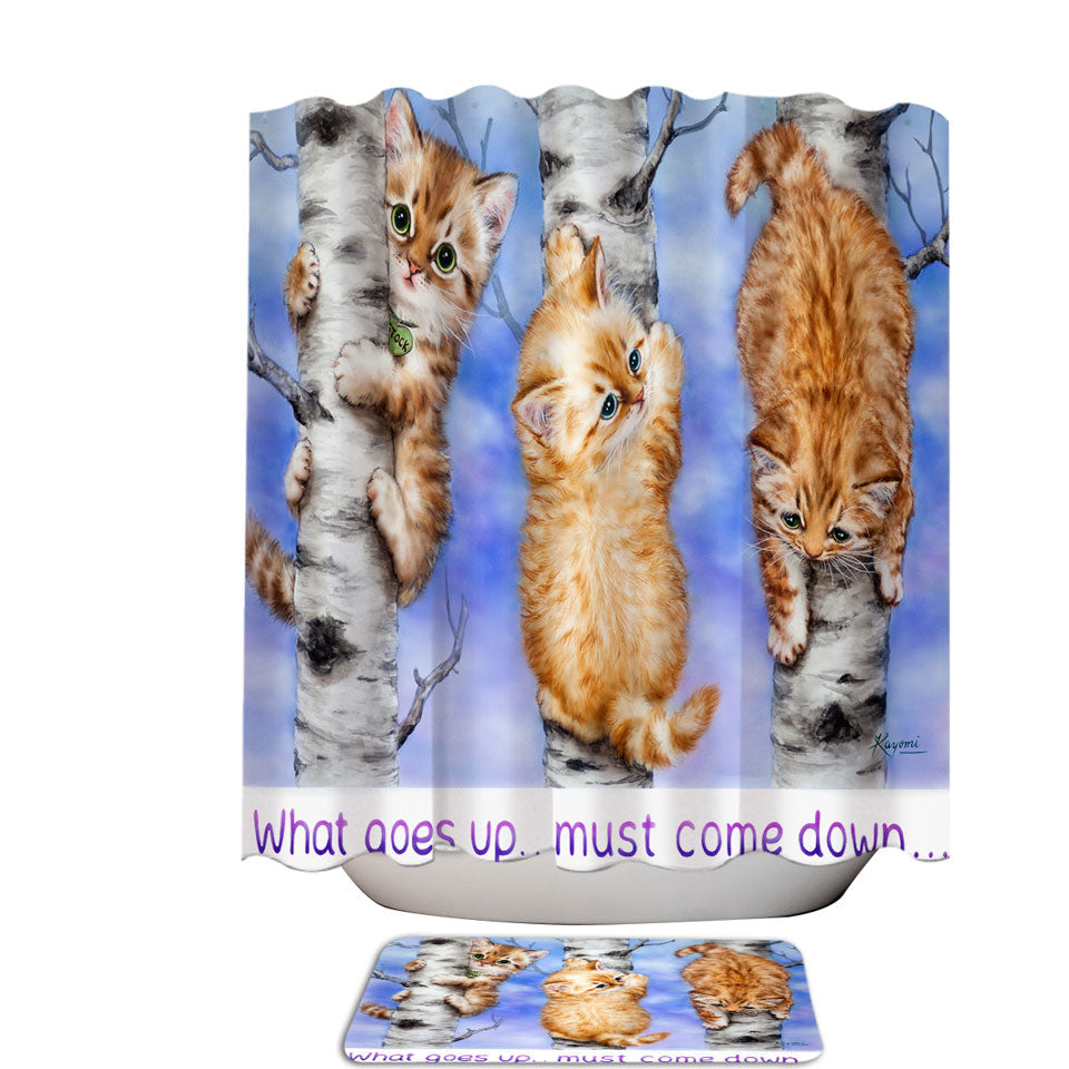 Inspirational Quote Shower Curtains Ginger Kittens on Trees