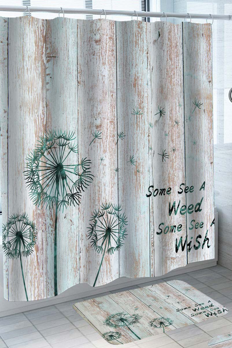 Inspirational Shower Curtains Wood Deck and Groundsel Rustic Themed Shower Curtain