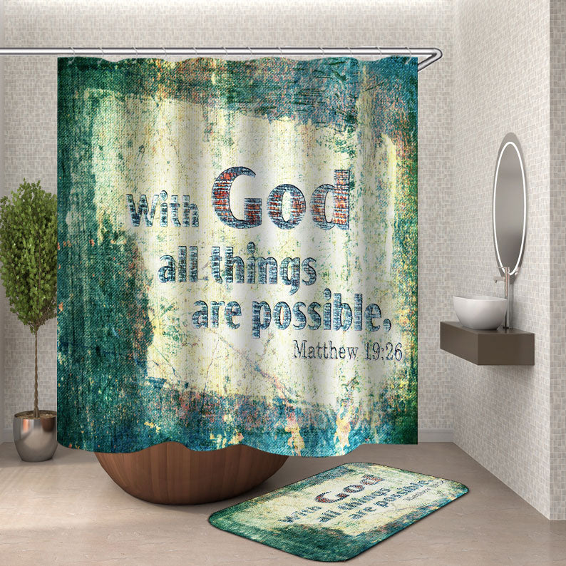 Inspiring Bible Quote Shower Curtain all things are Possible