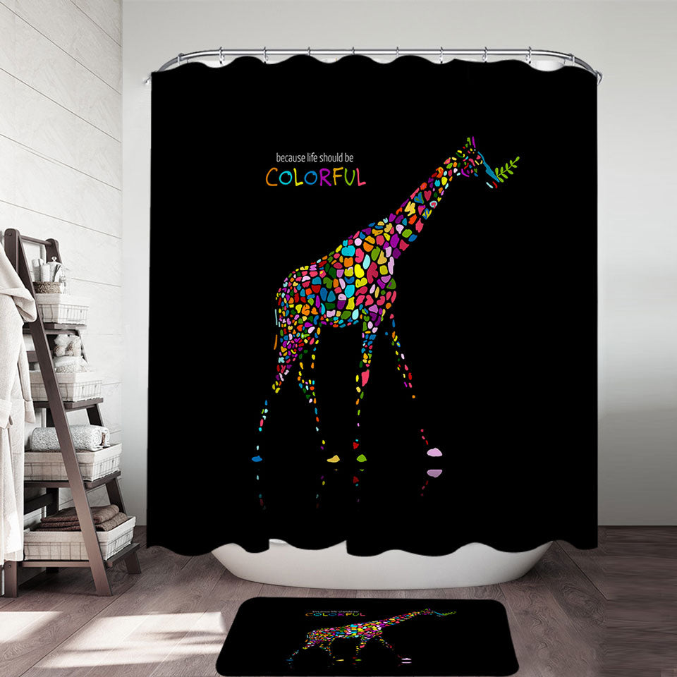 Inspiring Colorful Giraffe Shower Curtain