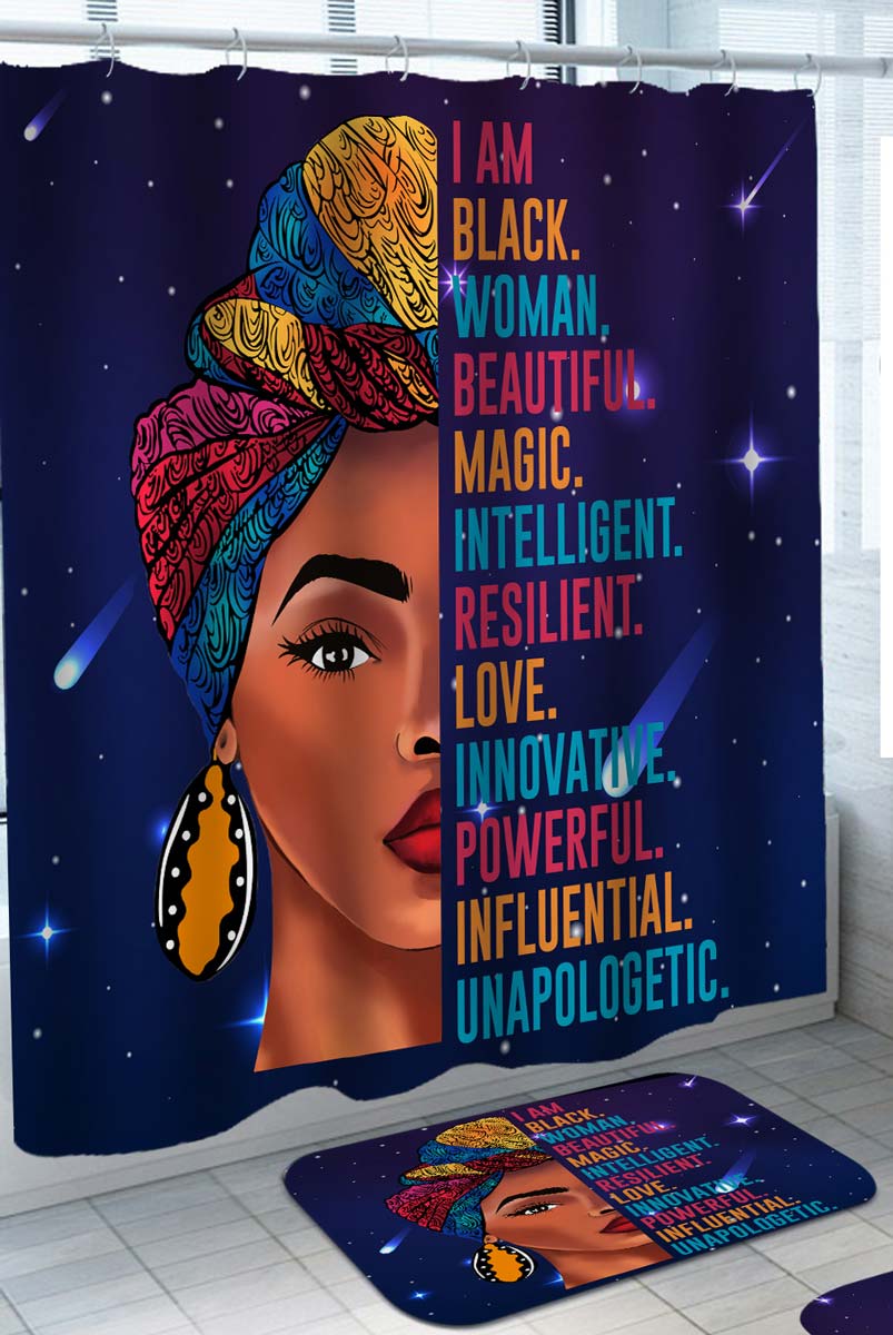 Inspiring Quote Shower Curtain Beautiful Black Woman