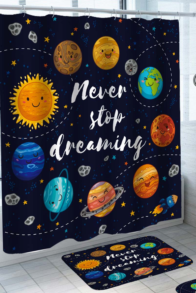 Inspiring Shower Curtains Never Stop Dreaming Cute Inspiring Planets