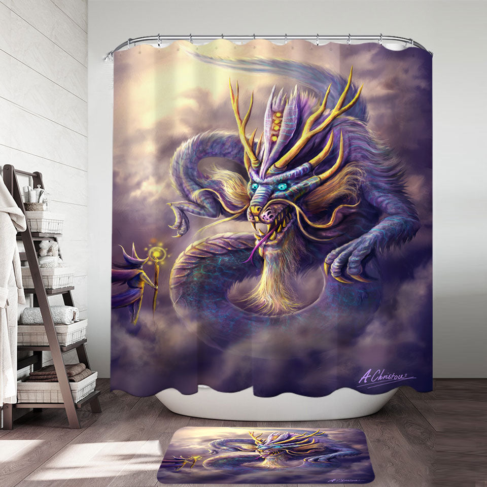 Ithrios the Purple Dragon Shower Curtains
