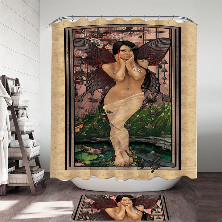 Jakouageha Sexy Butterfly Fairy Shower Curtain