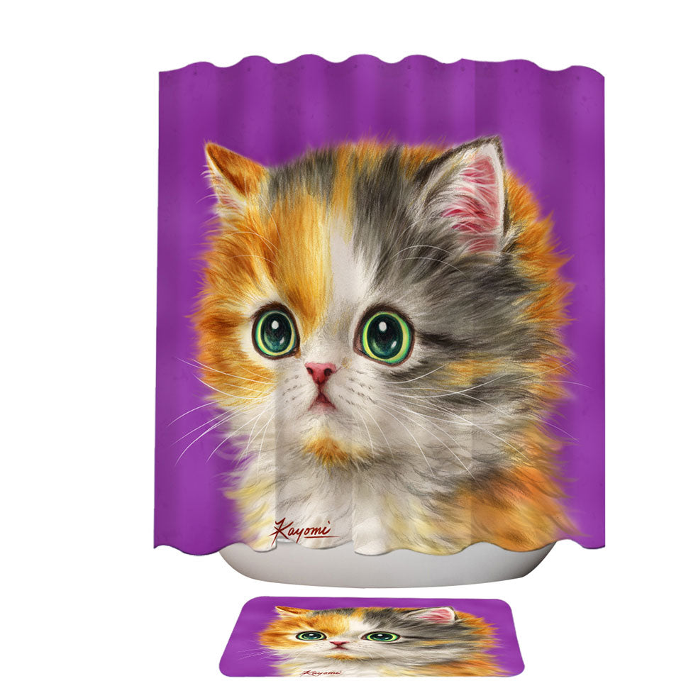 Kids Bathroom Shower CurtainsKittens Designs Adorable Staring Cat