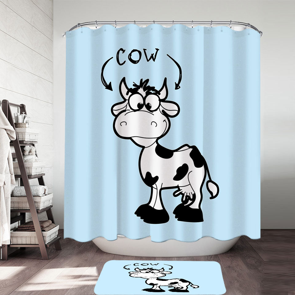 Kids Cute Cow Shower Curtain