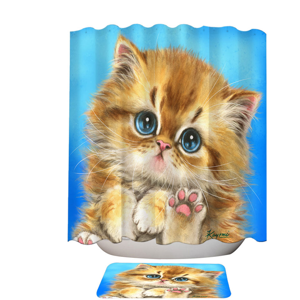 Kids Designs Shower Curtain Little Blue Eyes Kitten