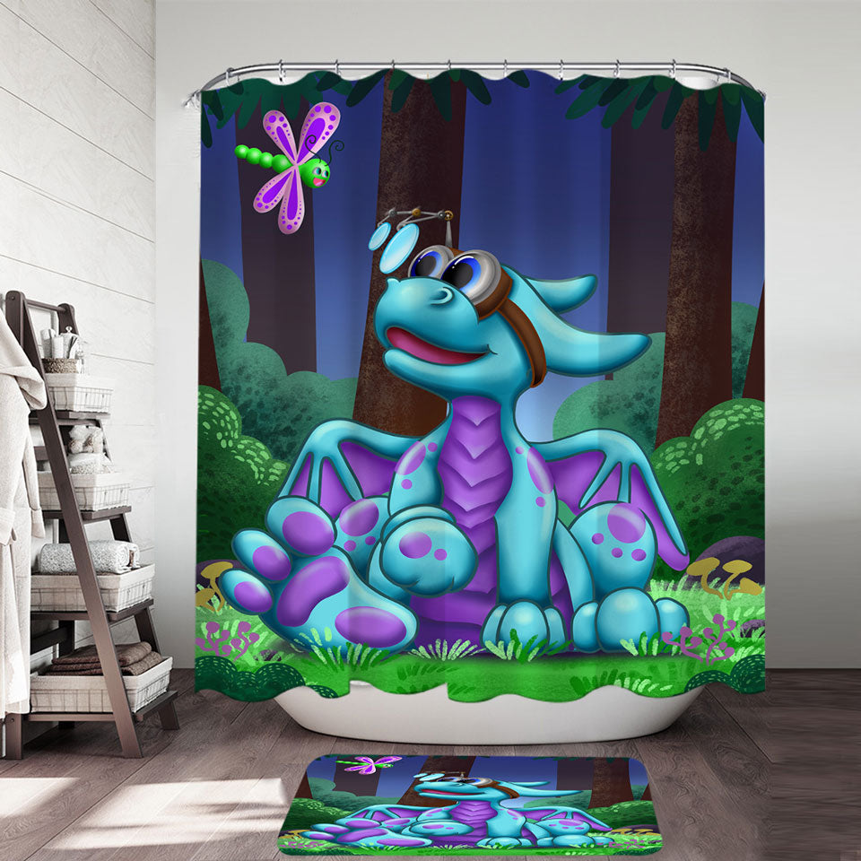 Kids Shower Curtain Tinker the Smartest Dragon