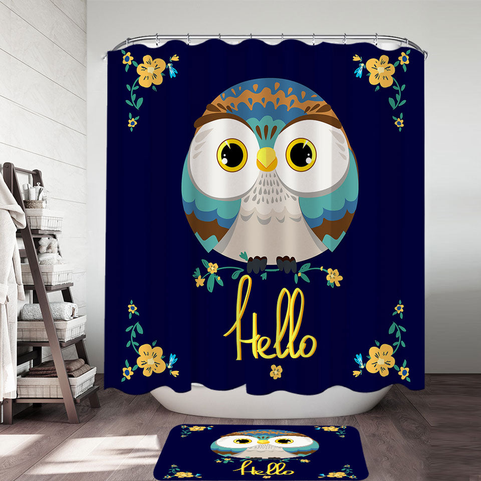 Kids Shower Curtain a Cute Little Owl