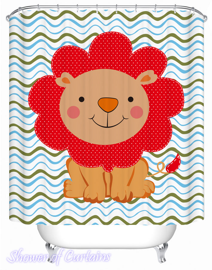 Kids' Shower Curtains - Children's Lion Drawing