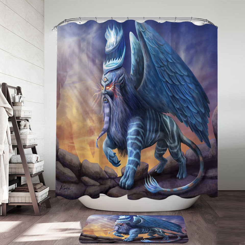 King Sphinx Cool Fantasy Shower Curtains Dragon Creature