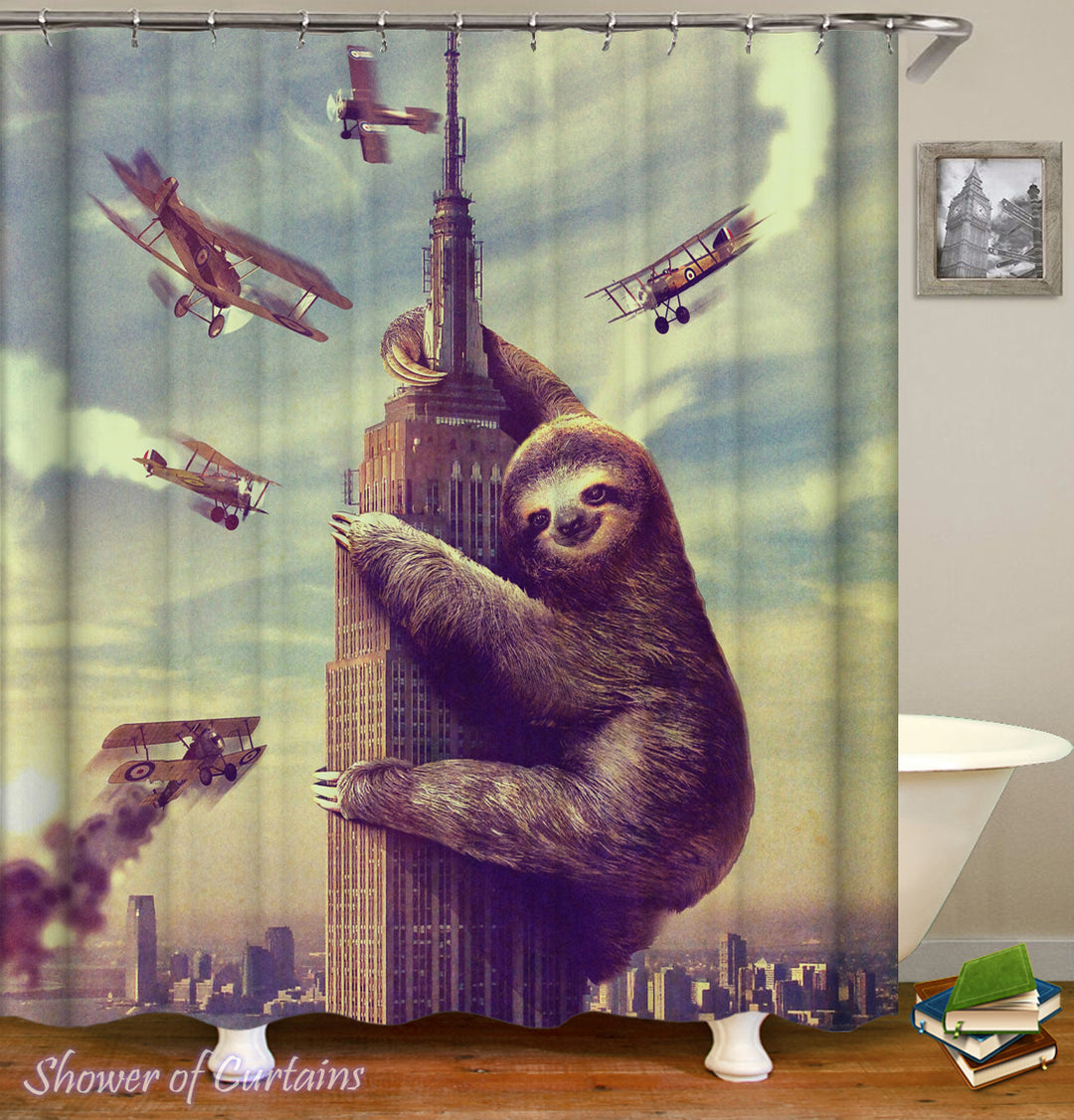 King Sloth Kong Themed Shower Curtain