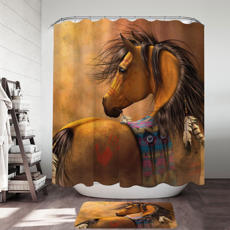 Kiowa Gold Native American Horse Best Shower Curtains