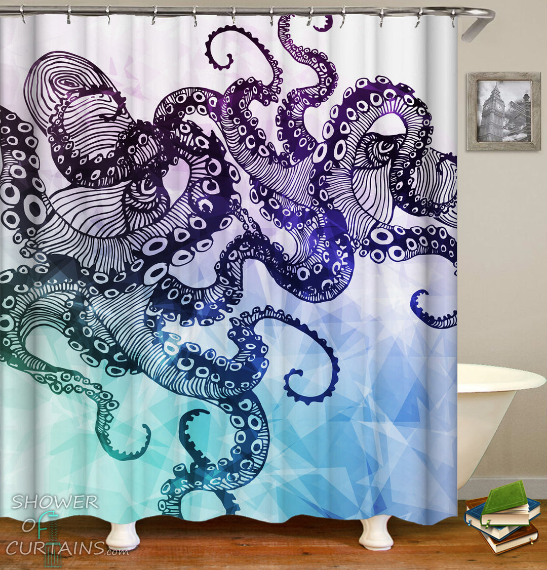 Kraken Shower Curtain of Purple Shades Kraken's Arms