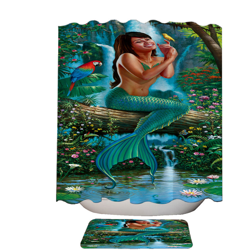 Land of Enchantment Mermaid in the Jungle Shower Curtain