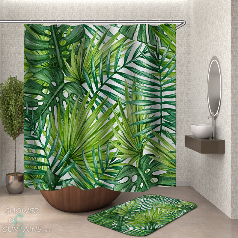 Leaf Shower Curtain - Green Leaves