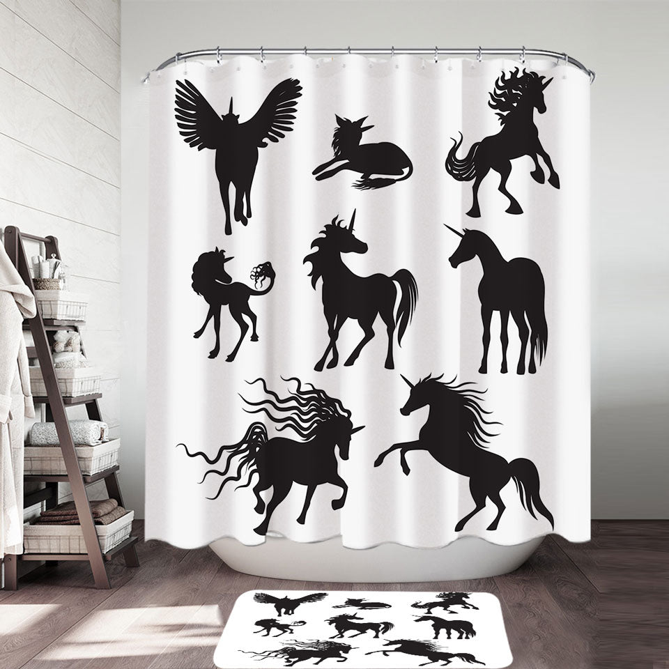 Legendary Unicorn Silhouettes Shower Curtain